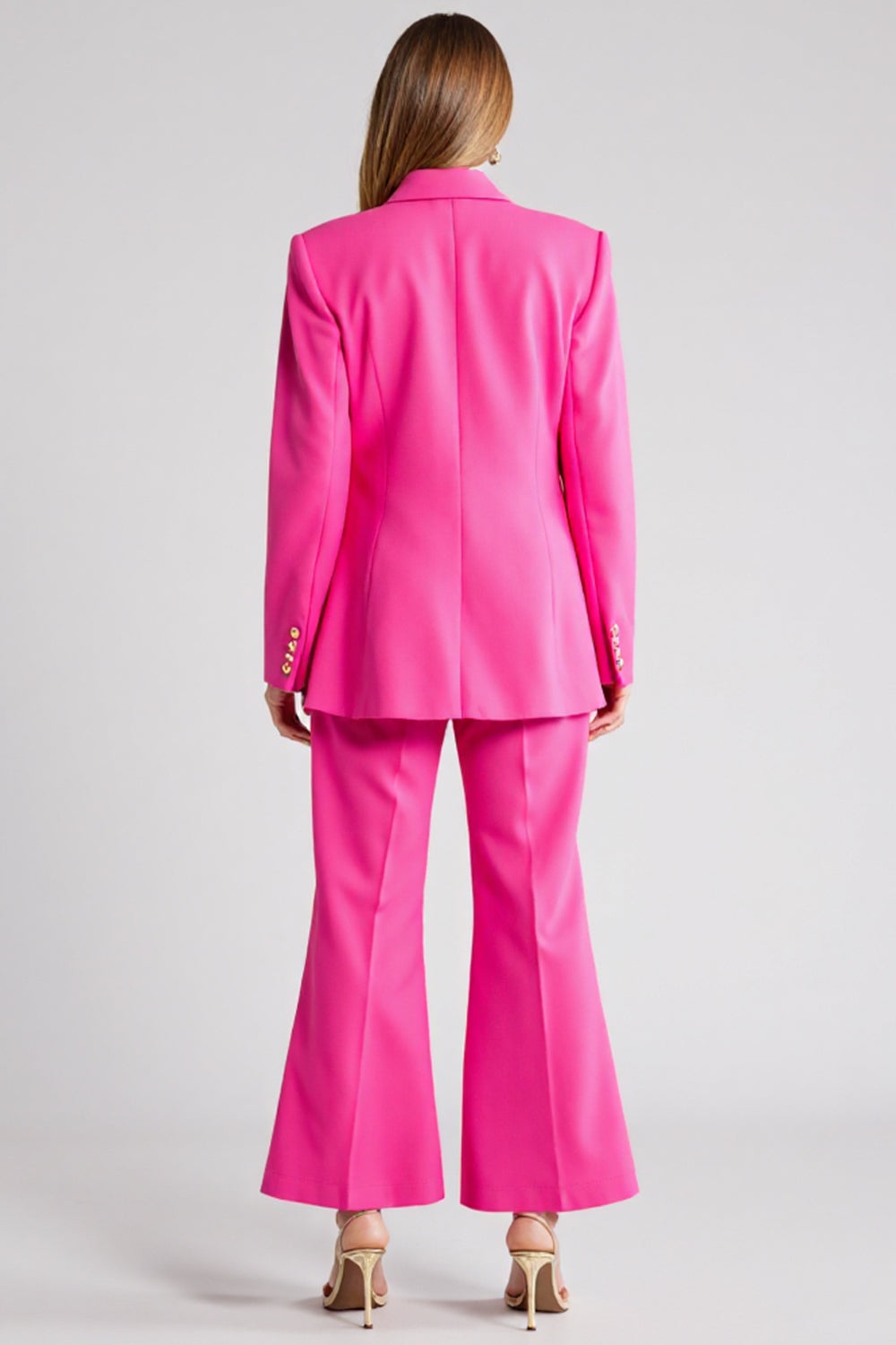 Single Breasted 2 Piece Lapel Fuchsia Work Suit