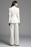 White 2 Piece Notched Lapel Double Breasted Work Suit