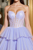 A Line Lavender Sweetheart Ruffled Corset Short Cocktail Dress