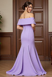 Lilac Mermaid Off the Shoulder Mother of the Bride Dress with Lace