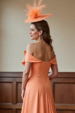 Sunset Off the Shoulder Midi Mother of the Bride Dress with Bow