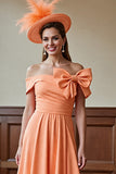 Sunset Off the Shoulder Midi Mother of the Bride Dress with Bow