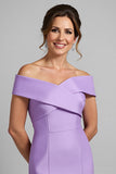 Lilac Off the Shoulder Mermaid Long Mother of the Bride Dress with Slit