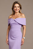Mermaid Off the Shoulder Lilac Satin Long Mother of the Bride Dress