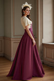Burgundy A Line Long V-Neck Mother Of The Bride Dress With Slit