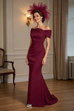 Burgundy Mermaid Off The Shoulder Long Mother Of The Bride Dress