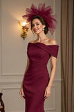 Burgundy Mermaid Off The Shoulder Long Mother Of The Bride Dress