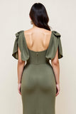 Olive V Neck Mermaid Plus Size Long Mother Of The Bride Dress