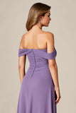 Tahiti Chiffon A Line Ruched Long Mother of the Bride Dress with Ruffles