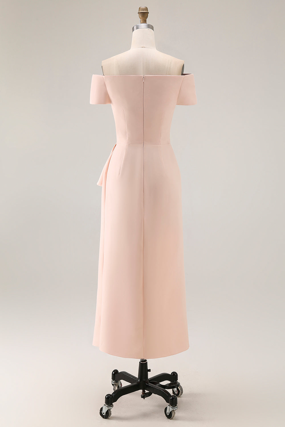 Apricot Off the Shoulder Sheath Ruched Long Mother of the Bride Dress with Slit