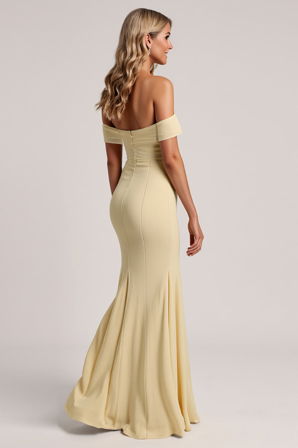 Off The Shoulder Yellow Mermaid Long Bridesmaid Dress