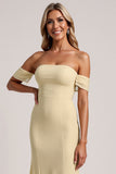 Off The Shoulder Yellow Mermaid Long Bridesmaid Dress