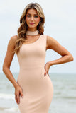 Apricot Satin Mermaid Long Boho Bridesmaid Dress