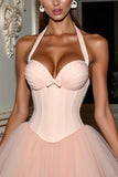 Blush A Line Corset Short Cocktail Dress With Bow