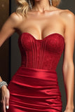 Corset Satin Sweetheart Dark Red Mini Cocktail Dress