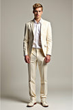 White 2 Piece Notched Lapel Men's Formal Suits