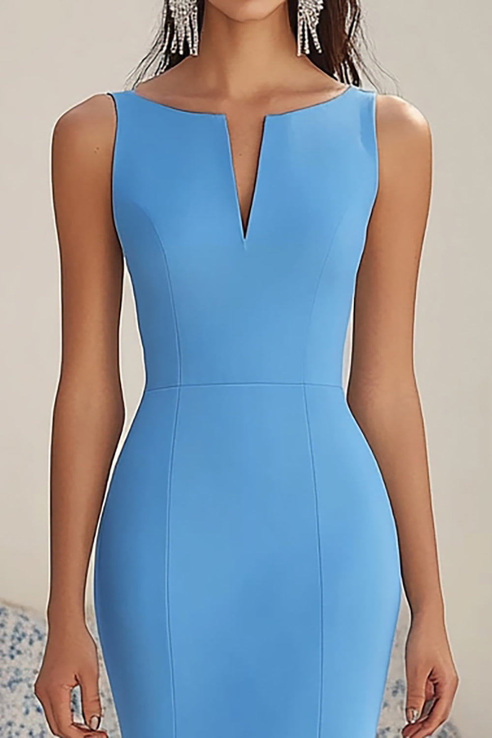 Mermaid Blue Chiffon Asymmetrical Formal Dress with Ruffles