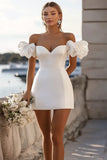 White Off The Shoulder Bodycon Ruffled Short Graduation Dress