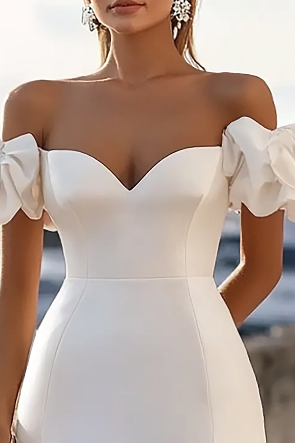 White Off The Shoulder Bodycon Ruffled Short Graduation Dress