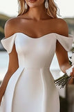 White Off The Shoulder Satin Bodycon Short Graduation Dress