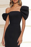 Black One Shoulder Long Satin Formal Dress with Slit