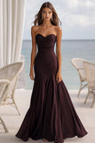 Coffee Chiffon Mermaid Sweetheart Long Formal Dress