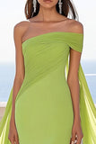 Off The Shoulder Mermaid Green Long Formal Dress with Slit