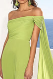 Green Chiffon Mermaid Long Formal Dress with Streamer