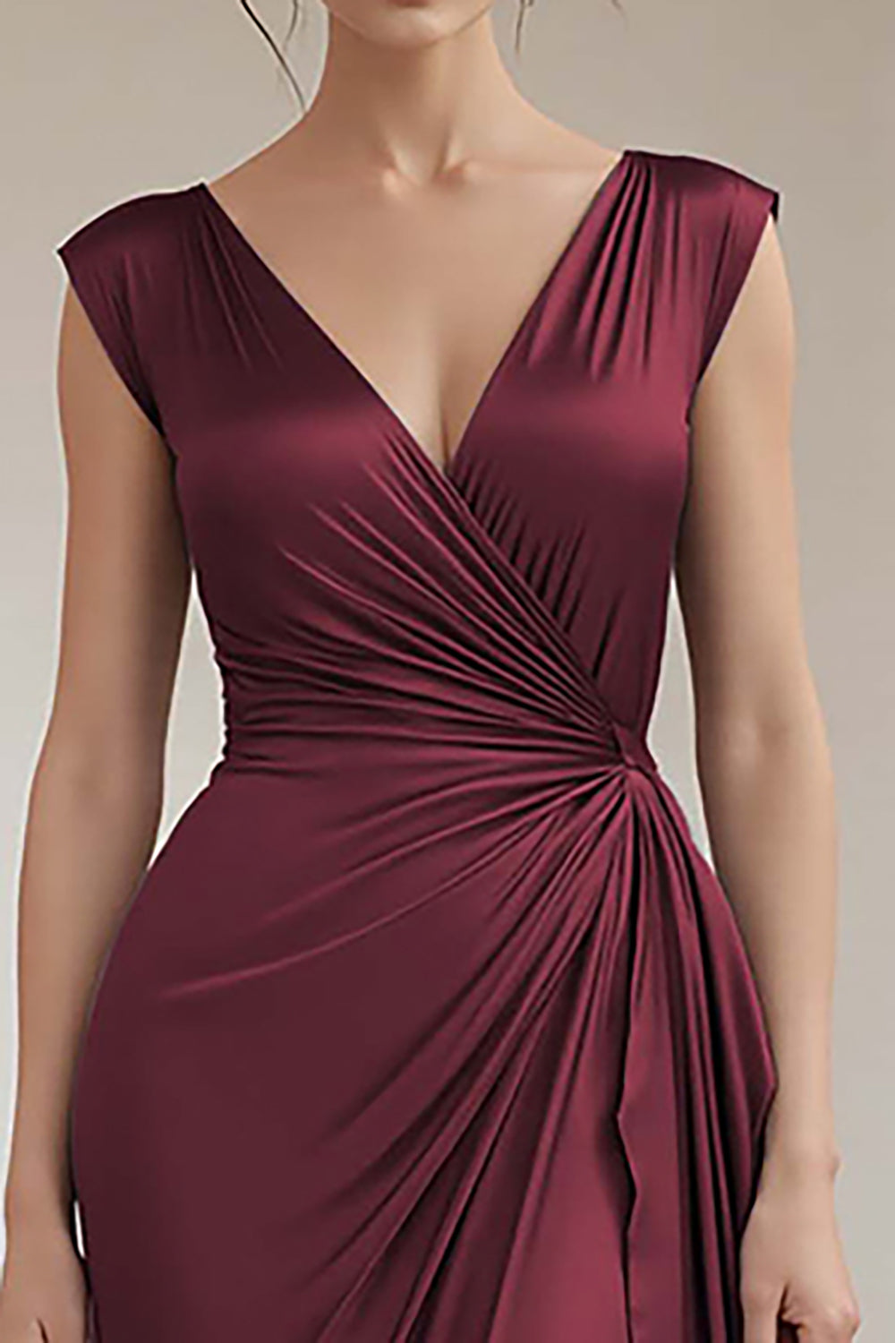 Royal Blue Sheath V-Neck Ruched Long Formal Dress