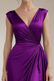 Royal Blue Sheath V-Neck Ruched Long Formal Dress