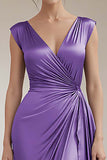 Royal Blue Sheath V-Neck Ruched Long Formal Dress