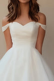White Off The Shoulder Tulle A Line Short Graduation Dress