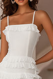 White Chiffon Bodycon Tiered Short Graduation Dress