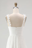 Ivory A Line High Low Tiered Ruffled Spaghetti Straps Boho Dress
