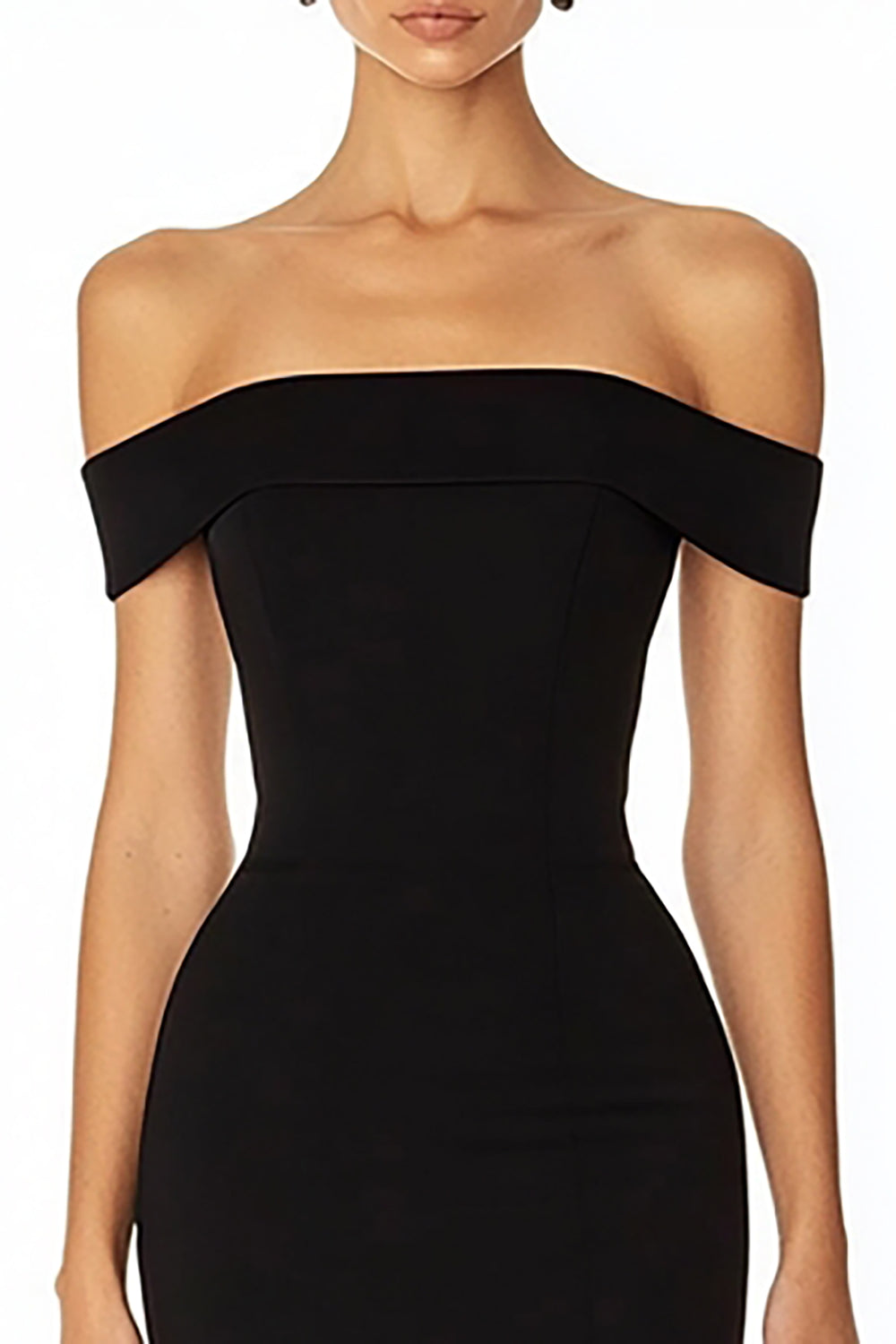 Black Off the Shoulder Mermaid Satin Long Formal Dress