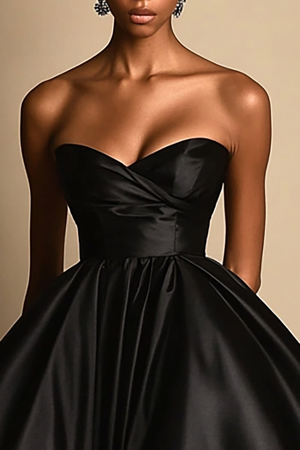 Black Ball Gown Sweetheart Satin High-Low Formal Dress