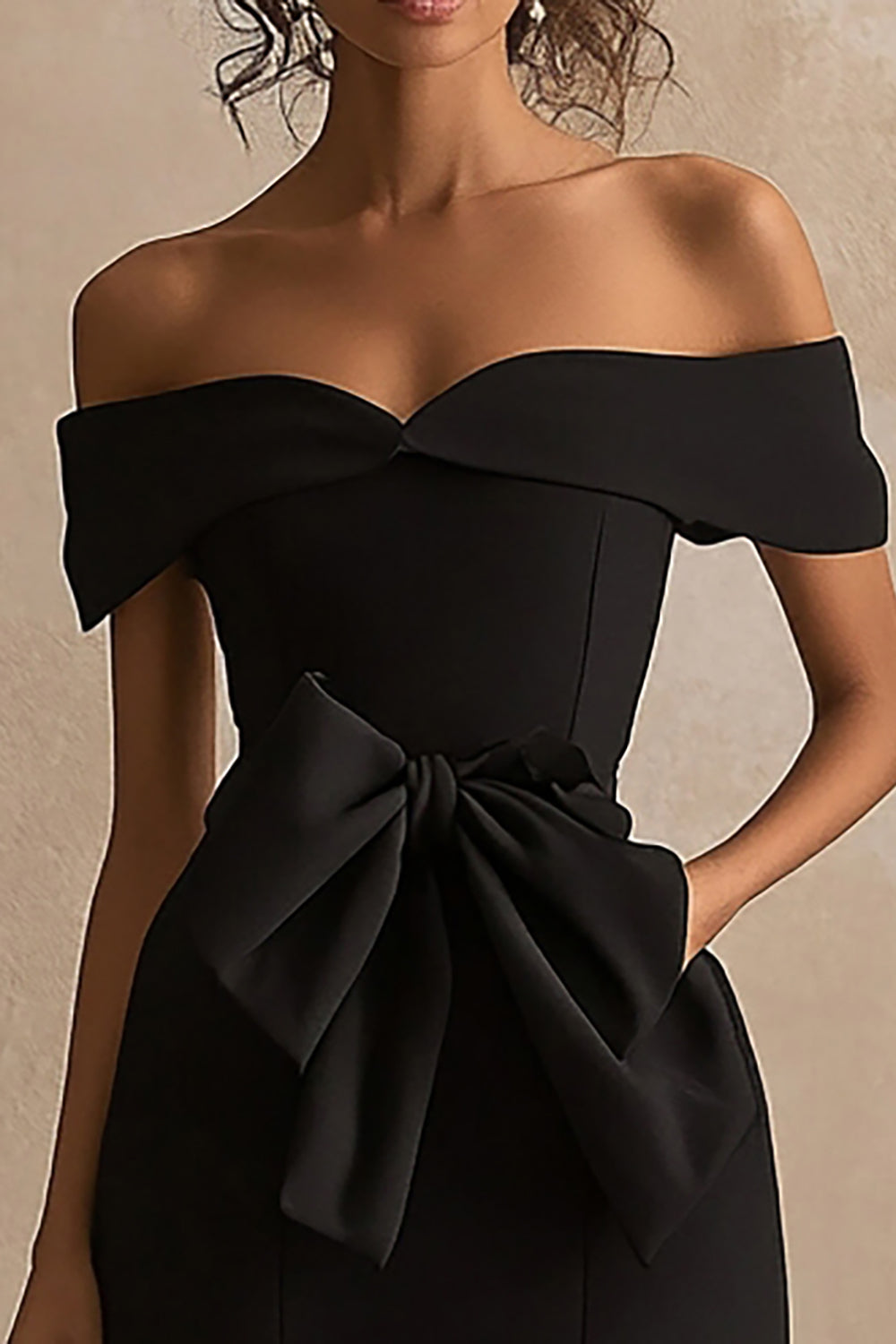 Black Satin Mermaid Long Formal Dress with Slit