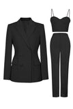 Black Peak Lapel 3-Piece Double Breasted Women Formal Suits