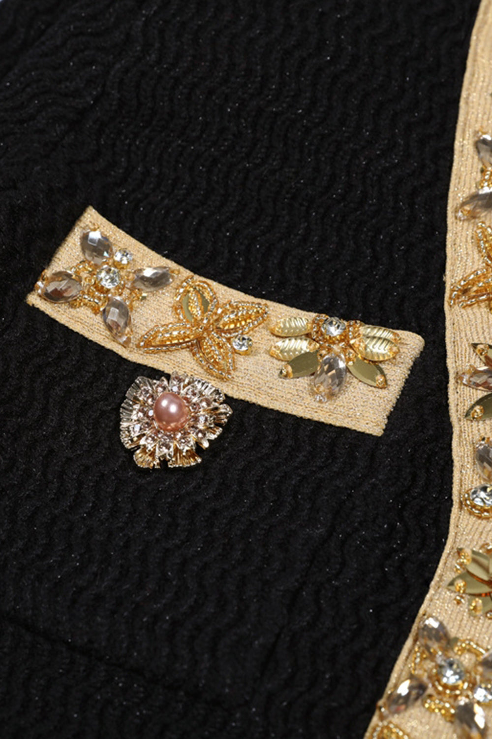 Black 2 Piece V Neck Women Suits with Rhinestones