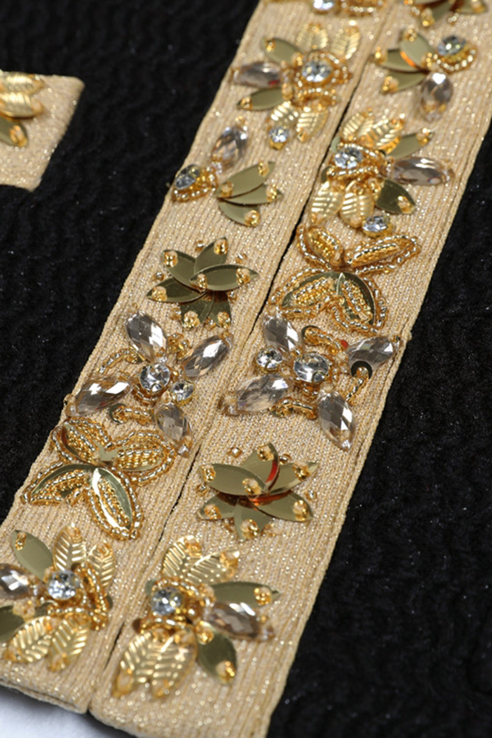 Black 2 Piece V Neck Women Suits with Rhinestones