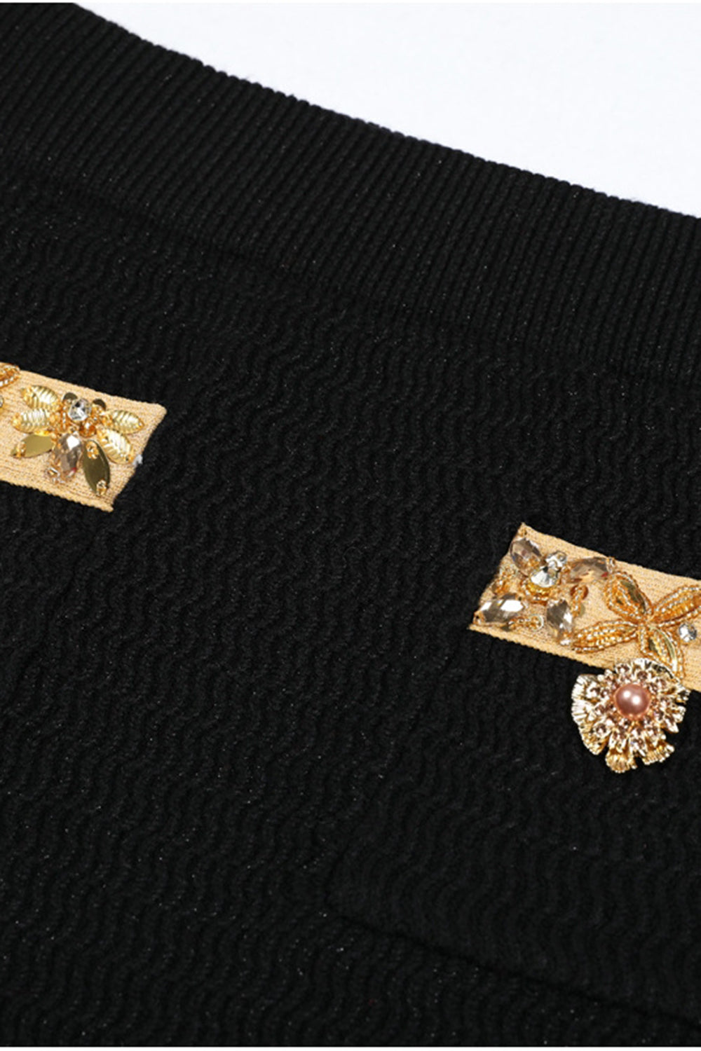 Black 2 Piece V Neck Women Suits with Rhinestones