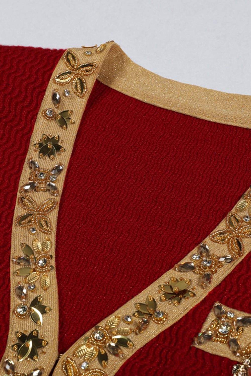 Black 2 Piece V Neck Women Suits with Rhinestones