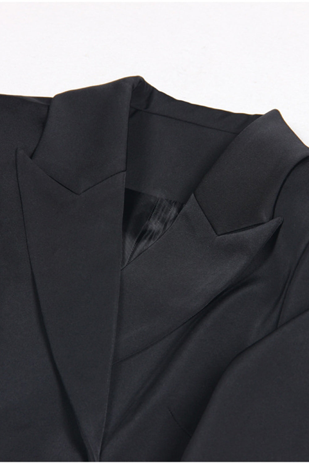 Black 2 Piece Peak Lapel Short Women Formal Suits with Feather