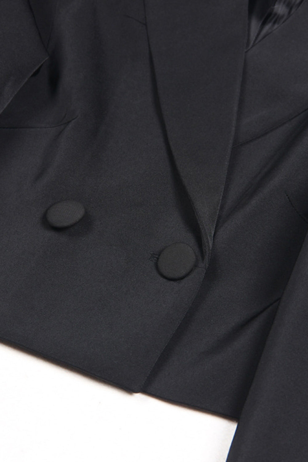 Black 2 Piece Peak Lapel Short Women Formal Suits with Feather