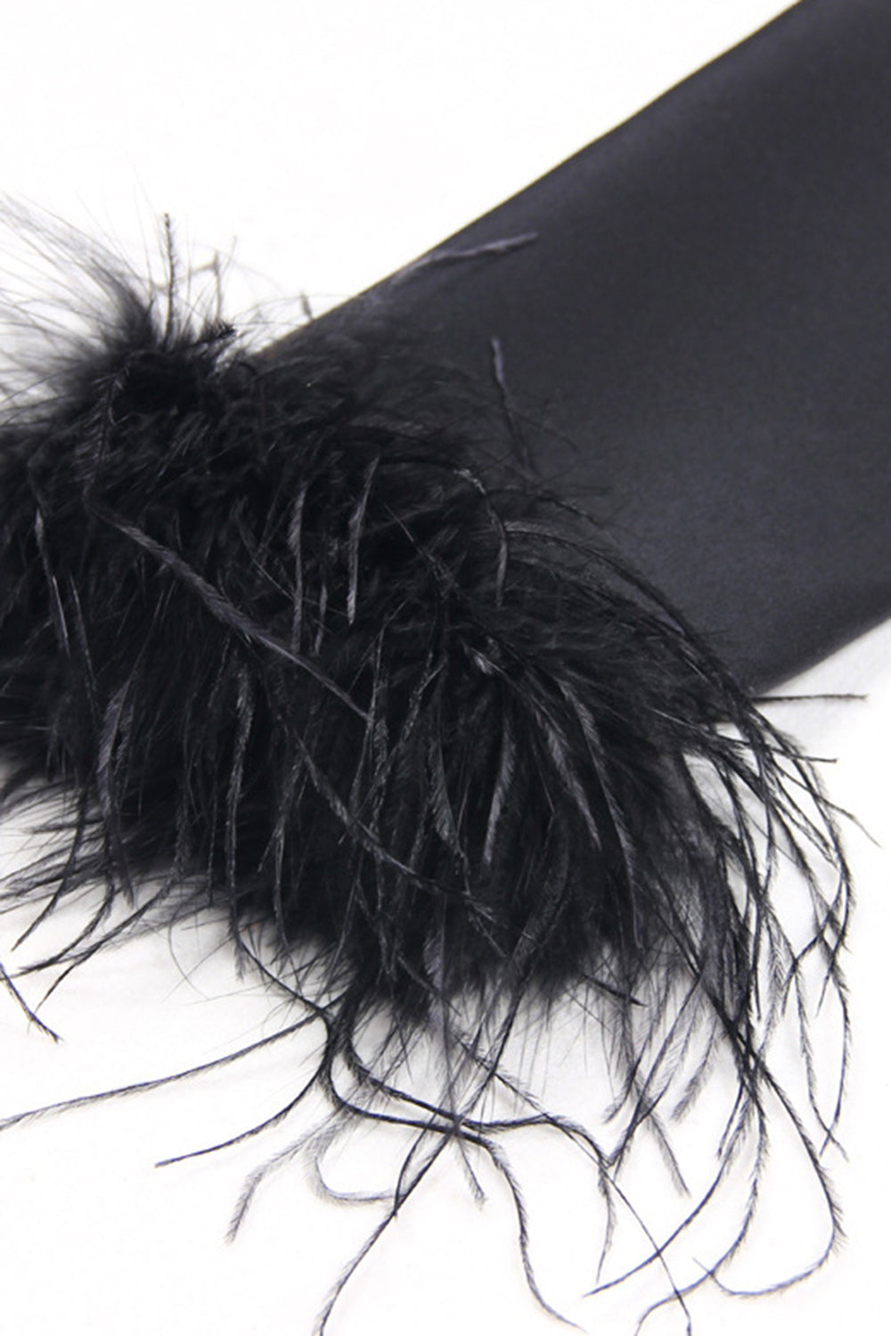 Black 2 Piece Peak Lapel Short Women Formal Suits with Feather