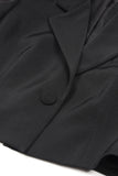 Black 2 Piece Notched Lapel Women Formal Suits with Feather