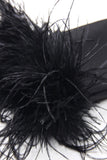 Black 2 Piece Notched Lapel Women Formal Suits with Feather