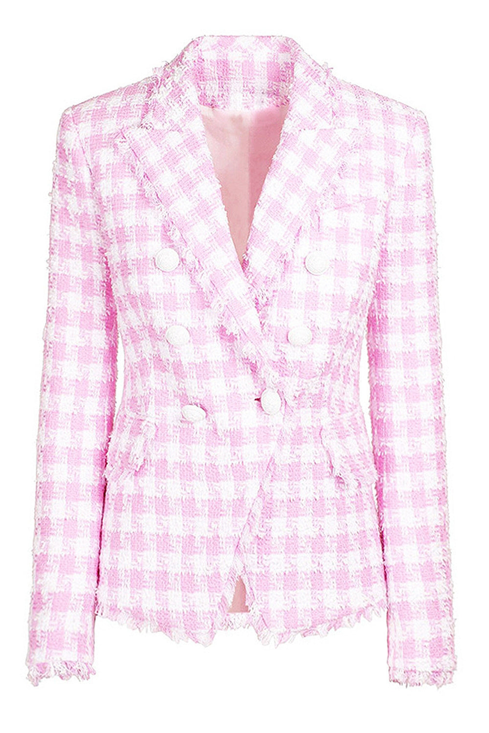 Pink 2 Piece Peak Lapel Double Breasted Women Formal Suits with Pockets