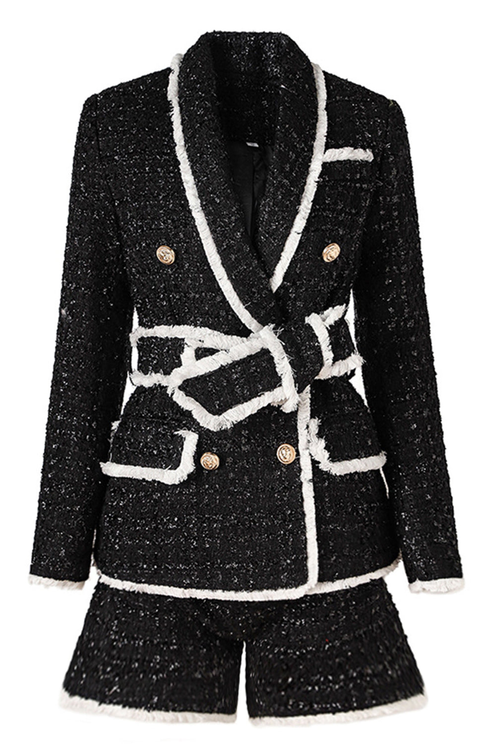 Black 2-Piece Shawl Lapel Double Breasted Women Formal Suits