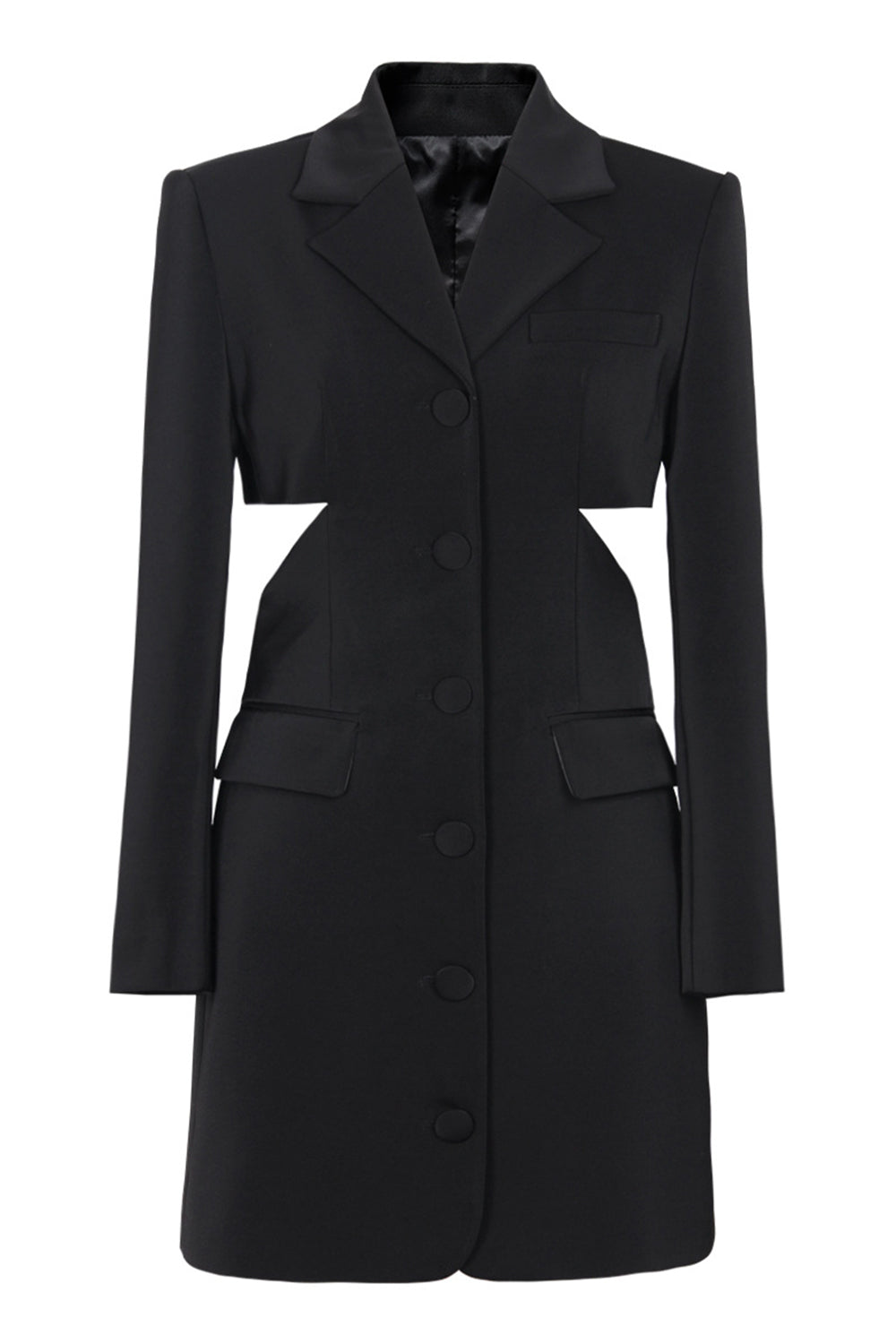 Black Notched Lapel Cut Out Women Formal Suits with Bow